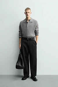 BOUCLÉ TEXTURED KNIT POLO SHIRT