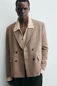 TEXTURED DOUBLE BREASTED BLAZER