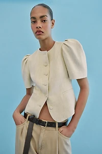 VESTE À MANCHES COURTES BOUFFANTES