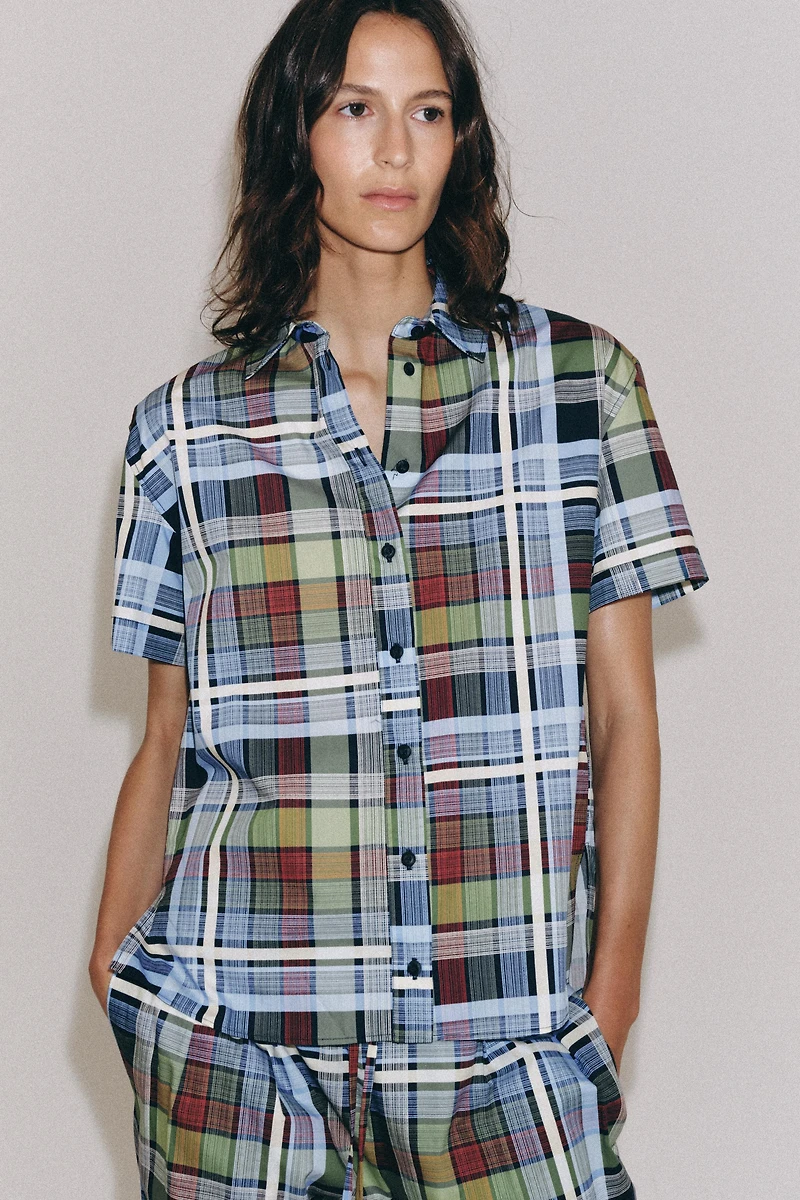 ZW COLLECTION PLAID SHORT SLEEVE SHIRT