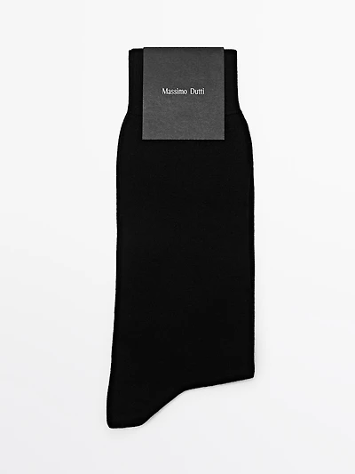 Plain knit cotton blend socks