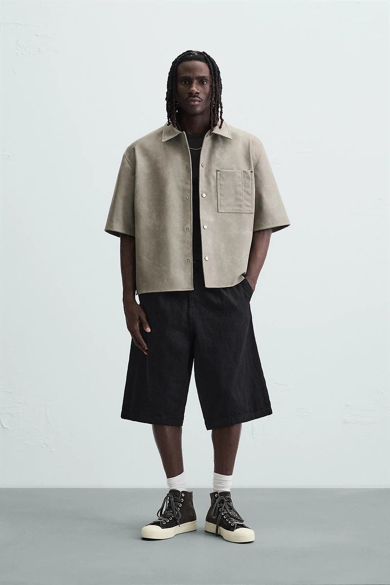 FAUX LEATHER OVERSHIRT