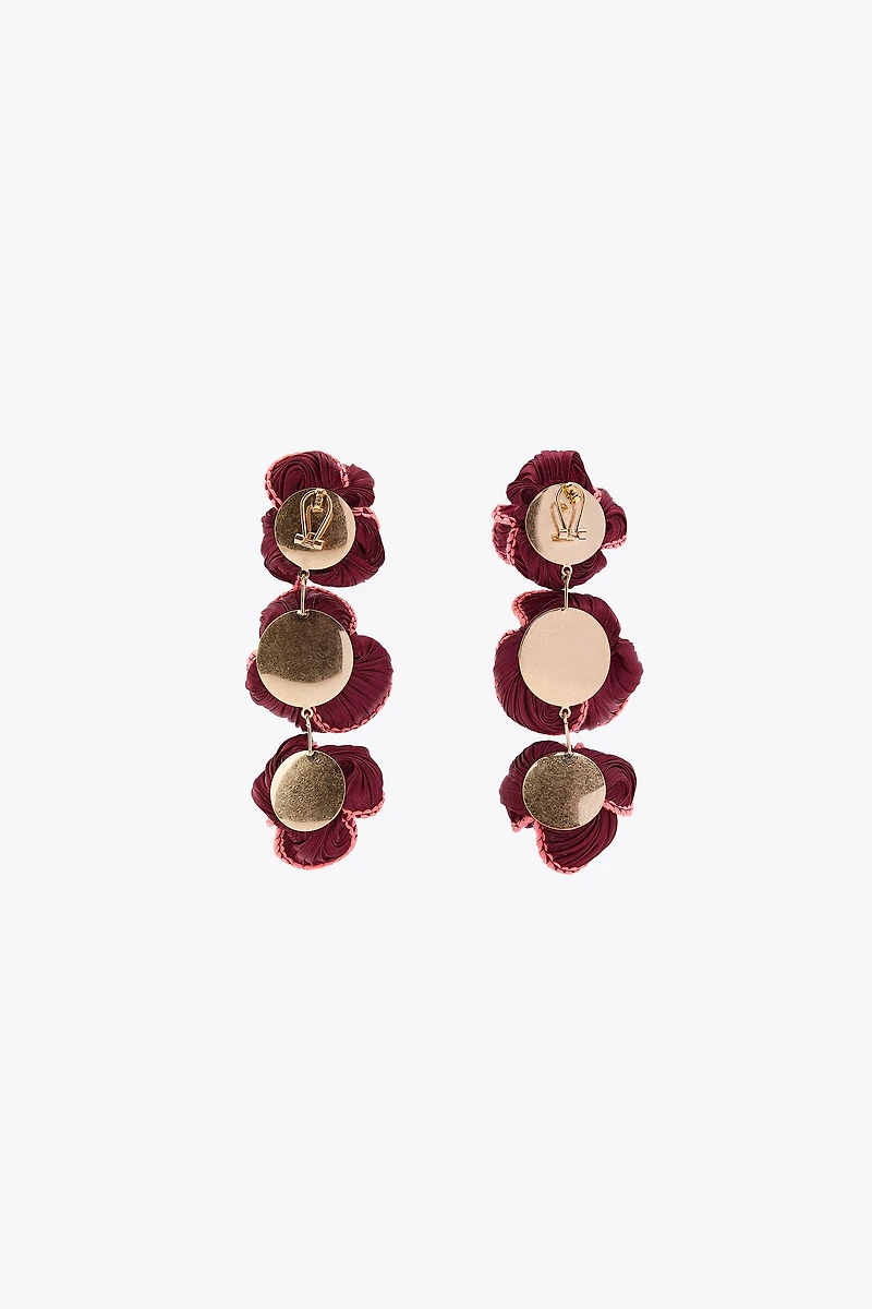 CONTRAST FLORAL FABRIC EARRINGS