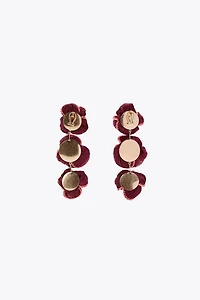 CONTRAST FLORAL FABRIC EARRINGS