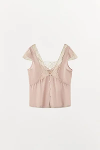 TOP SATINÉ EN DENTELLE BRODÉE