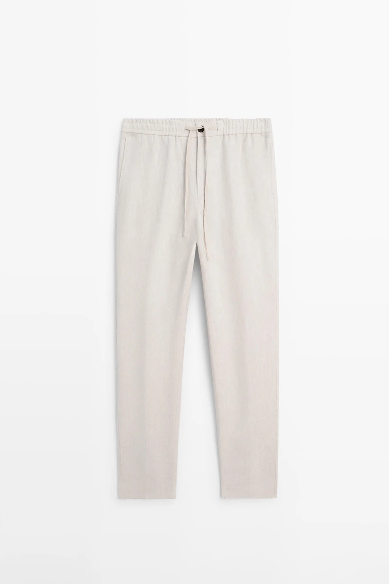 Linen jogger fit trousers