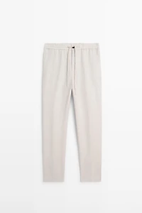 Linen jogger fit trousers