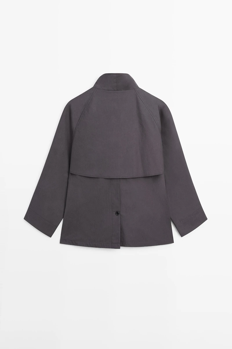 Short cotton cape jacket