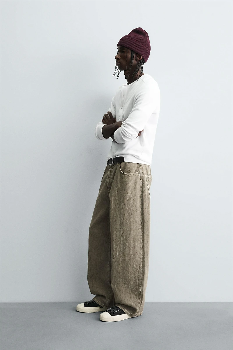WASHED PRINT BAGGY FIT PANTS