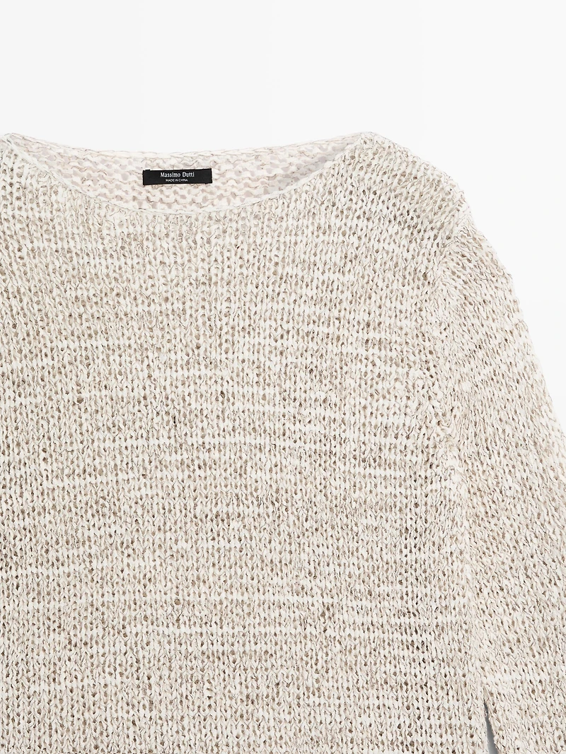 Boat neck knit sweater