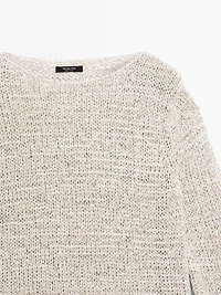 Boat neck knit sweater
