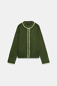 CONTRAST TRIM CARDIGAN