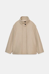 SHORT WOOL COAT WITH HIGH NECK