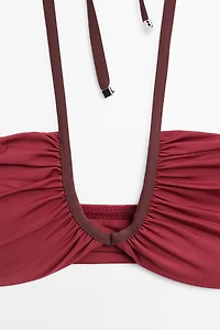 Bikini top with contrast gathered detail