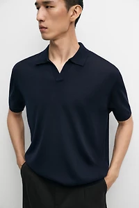 Polo en maille de laine mélangée à manches courtes