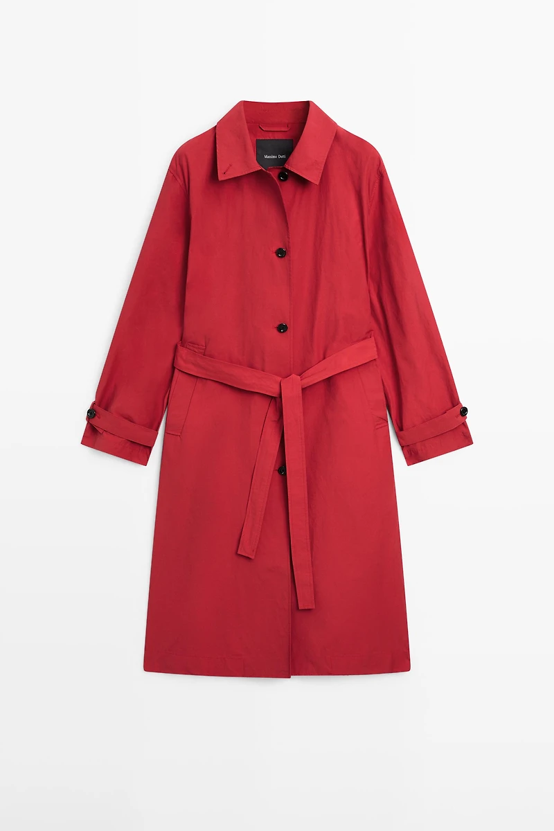 Technical cotton trench coat