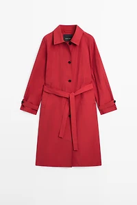 Technical cotton trench coat