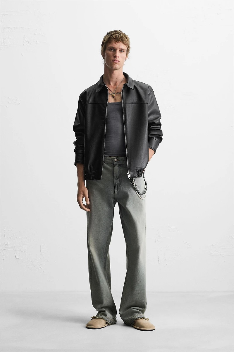 FAUX LEATHER BOMBER JACKET