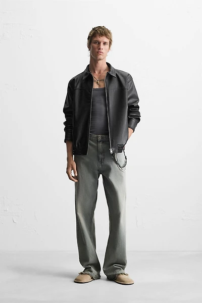 FAUX LEATHER BOMBER JACKET