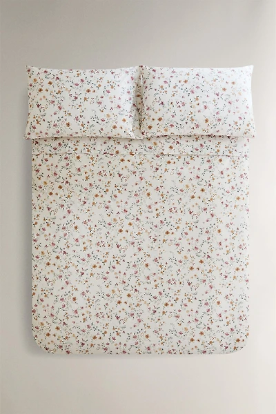 FLORAL COTTON PERCALE DUVET COVER (200 THREAD COUNT)
