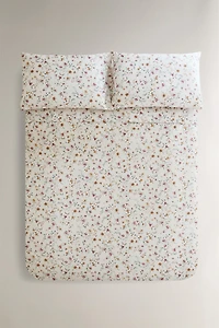 FLORAL COTTON PERCALE DUVET COVER (200 THREAD COUNT)