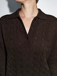 100% cashmere polo collar sweater
