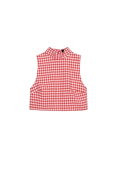 CROPPED GINGHAM TOP