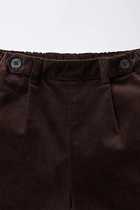 VELVET PLEATED SHORTS
