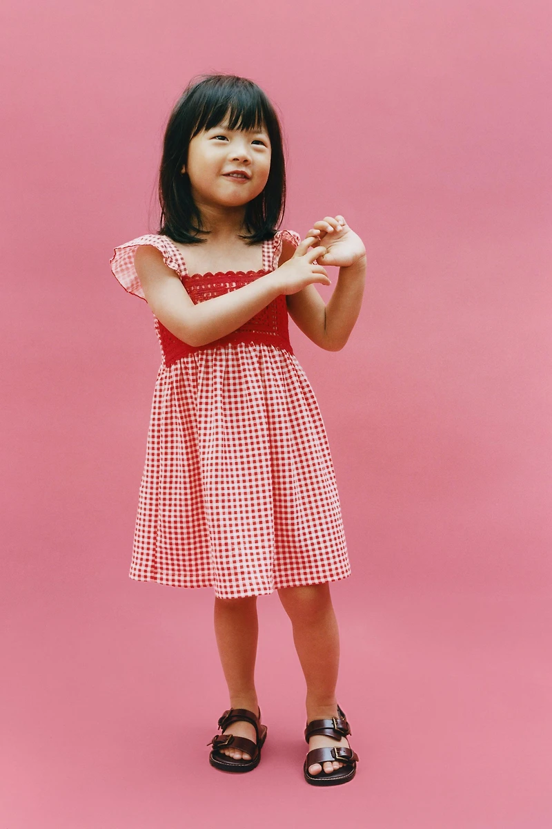ROBE À CARREAUX VICHY ET CROCHET