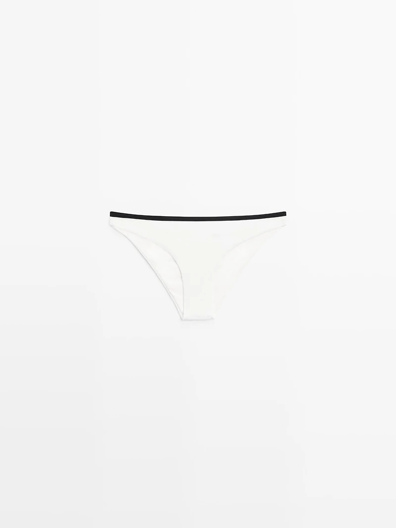 Contrast textured bikini bottoms