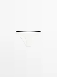 Contrast textured bikini bottoms
