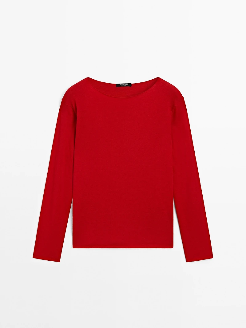 Pull laine à col bateau