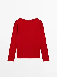 Pull laine à col bateau