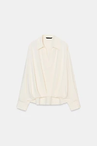 ASYMMETRIC PLEATED HEM SHIRT