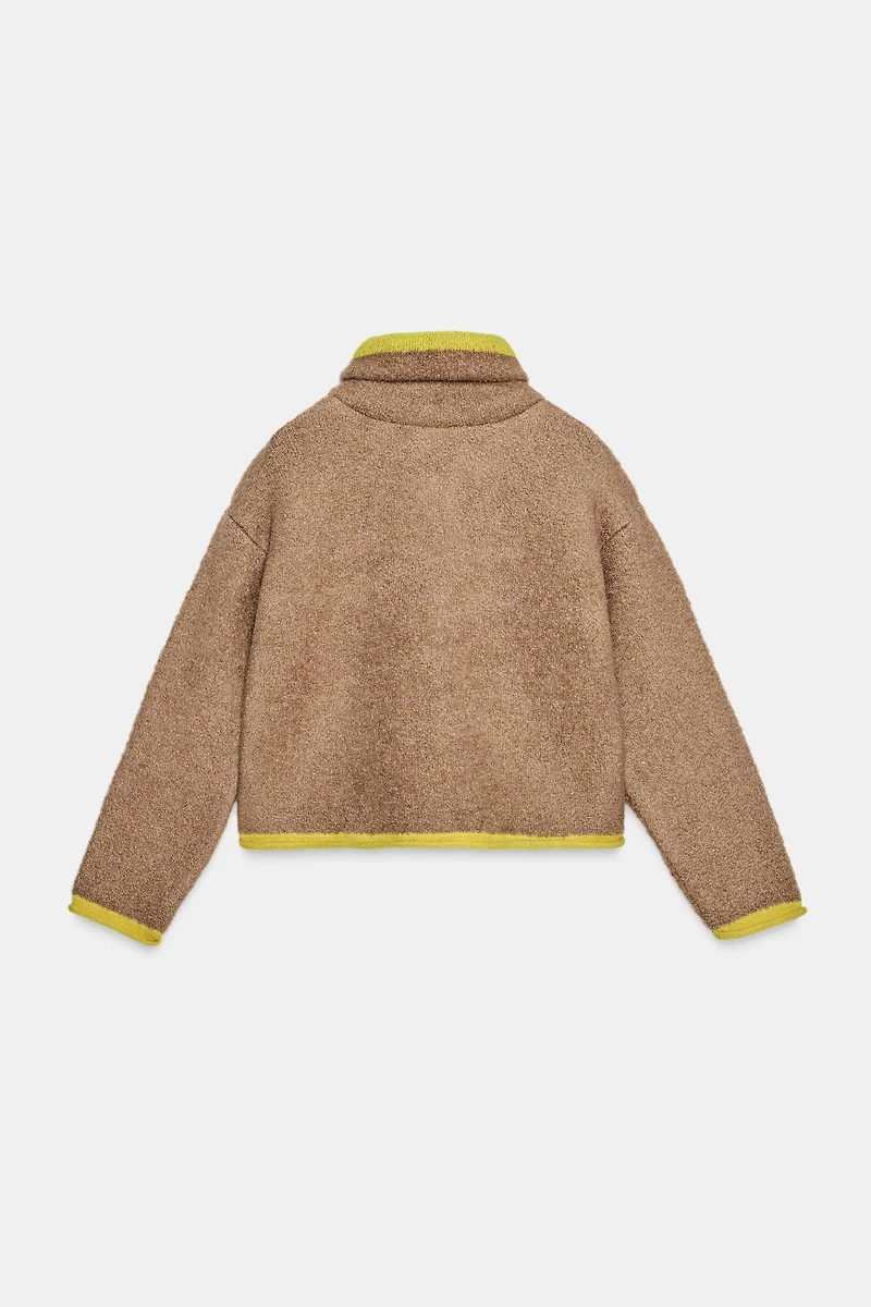 CONTRAST TRIM KNIT CARDIGAN