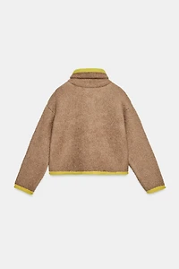 CONTRAST TRIM KNIT CARDIGAN