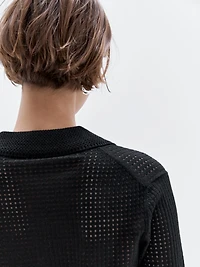 Pull en maille ajourée à col polo