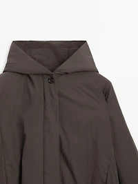Water-repellent bomber jacket with hood