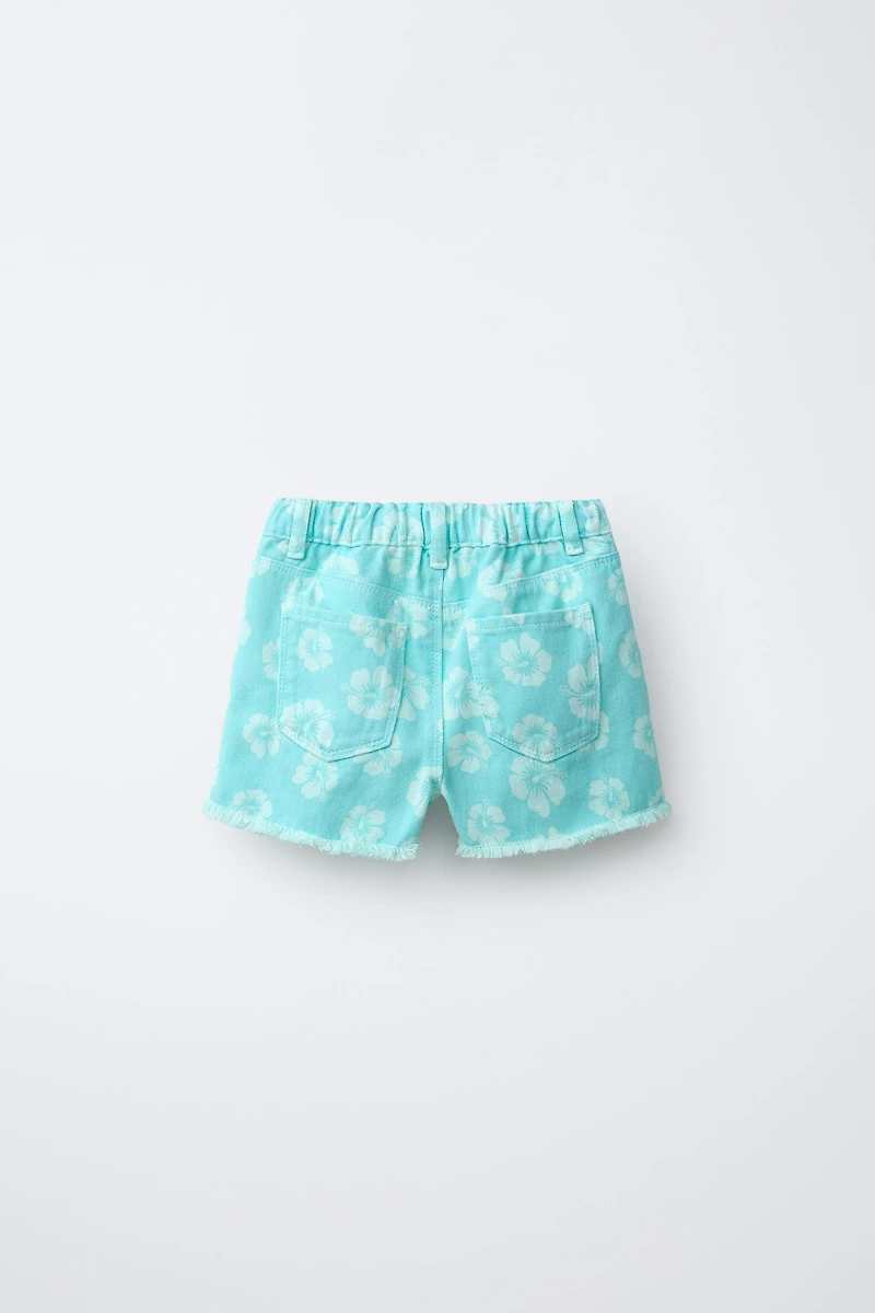FLORAL MOM FIT TWILL SHORTS