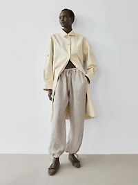 Pantalon bouffant gaufré 100 % lin