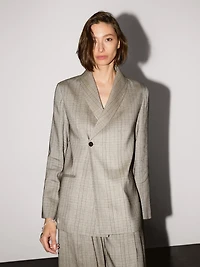 Check print shawl collar blazer