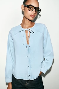 CHEMISE Z1975 EN DENIM AVEC NŒUD