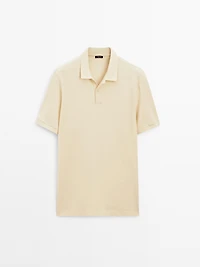 Micro textured piqué cotton polo shirt
