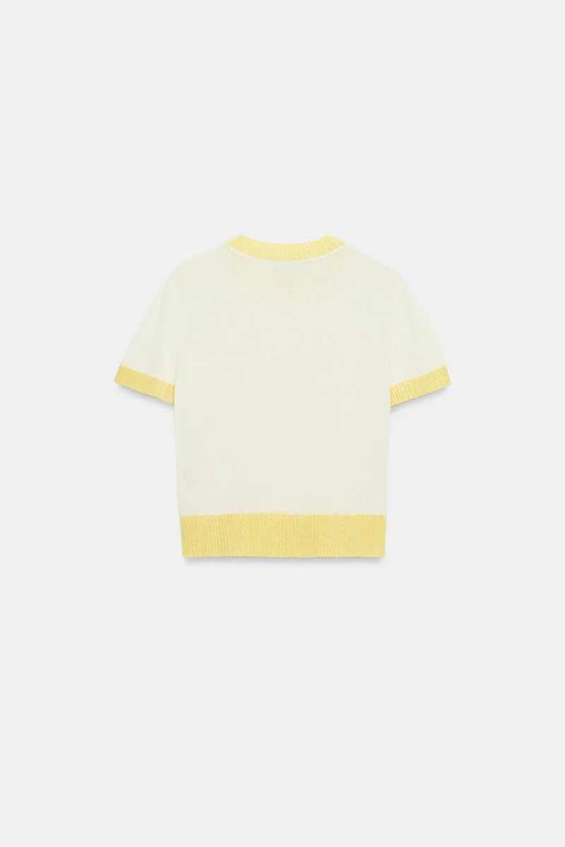 SHORT SLEEVE KNIT TOP
