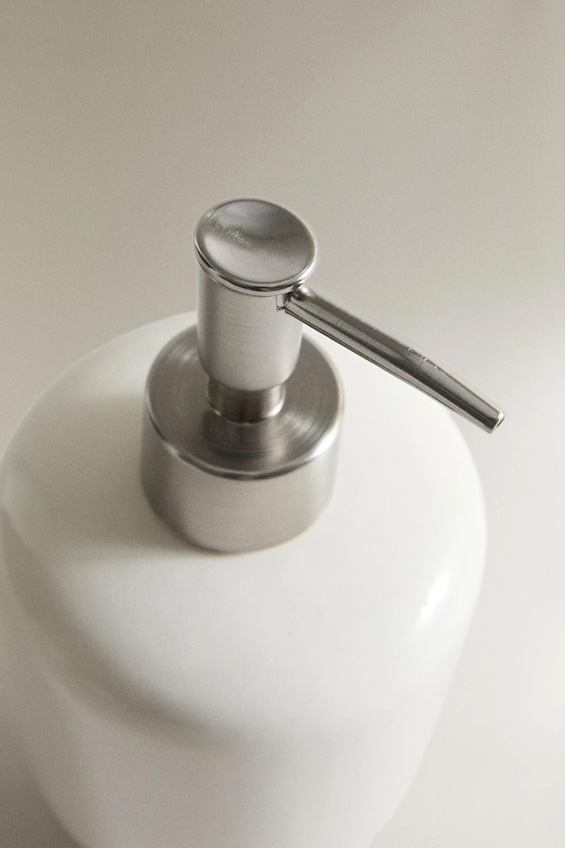 CREAM CERAMIC SOAP DISPENSER