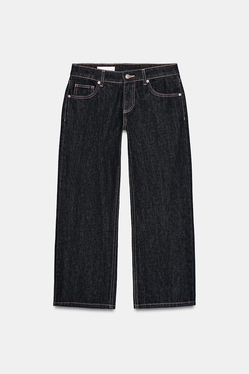 TRF LOW RISE WIDE LEG CROPPED JEANS