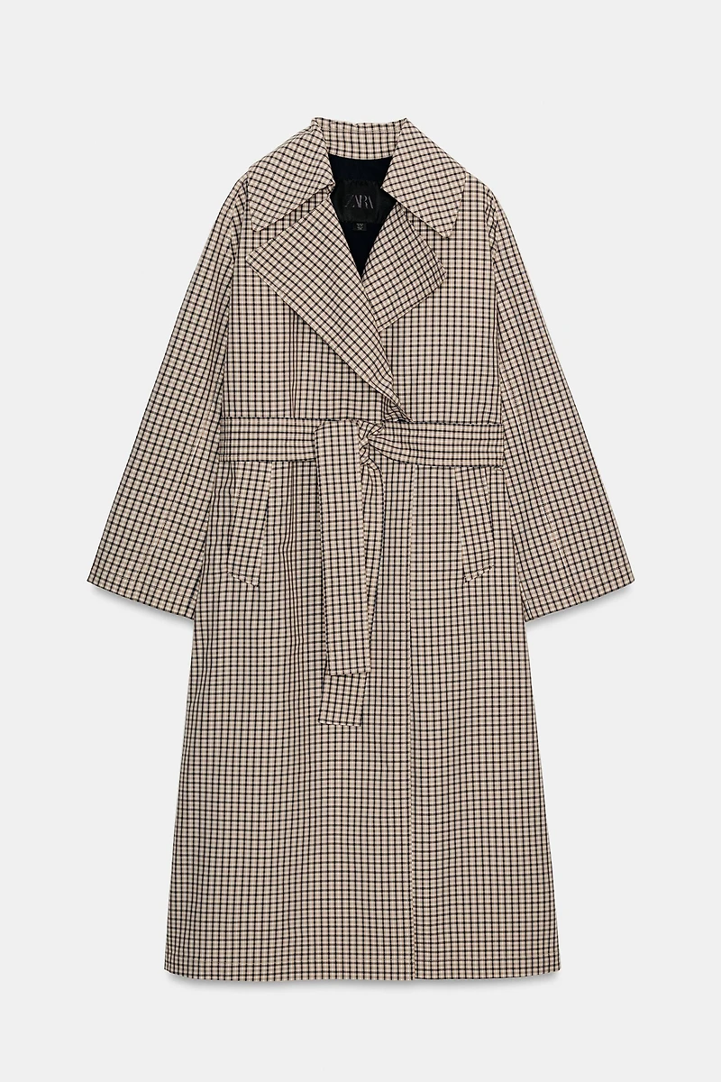 ZW COLLECTION OVERSIZED PLAID TRENCH COAT