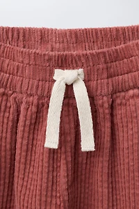 CORDUROY PANTS WITH CONTRASTING LACE TRIM
