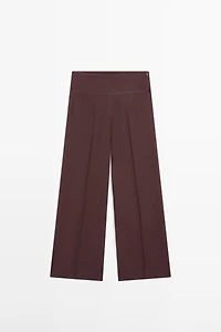 100% linen mid-waist flared pants