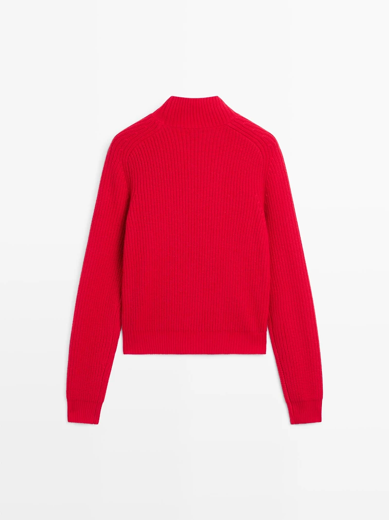 Pull épaule fantaisie en laine mélangée